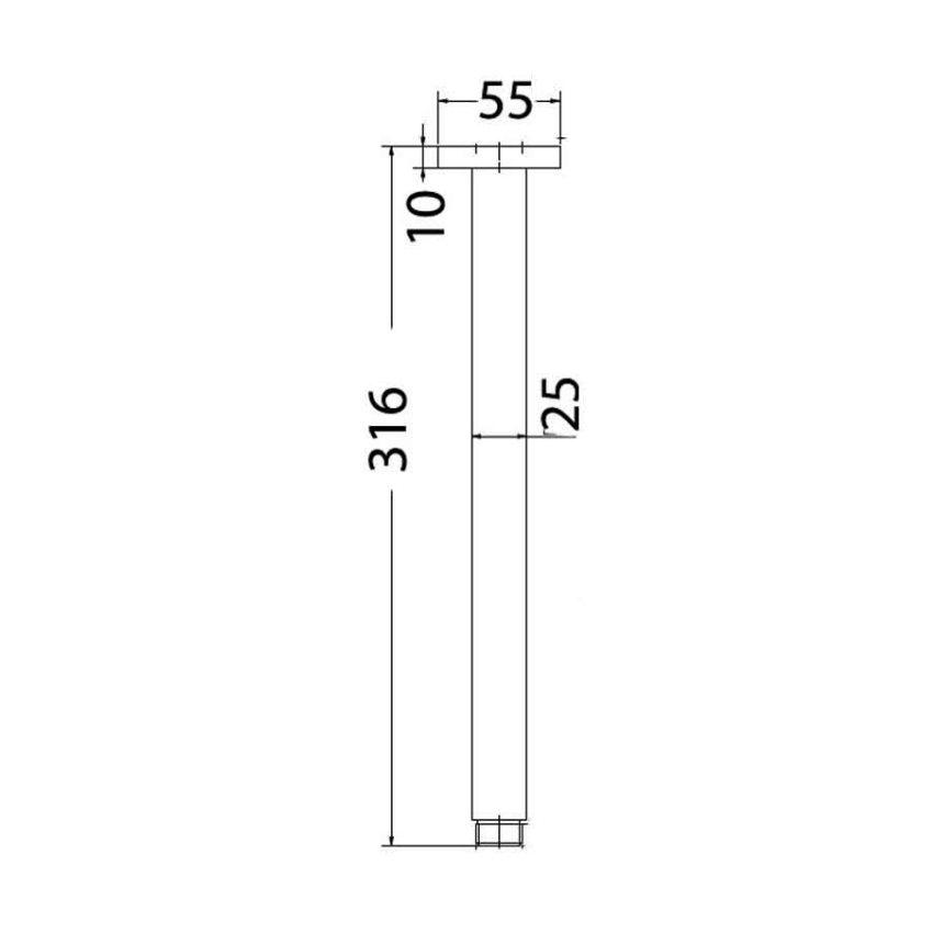 Square Vertical Shower Arm Chrome