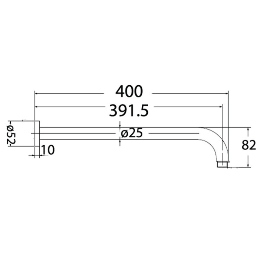 Round Horizontal Shower Arm Matt Black