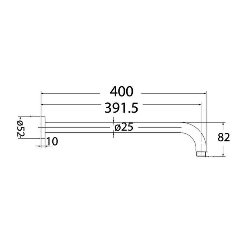Round Horizontal Shower Arm Gunmetal