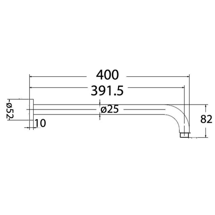 Round Horizontal Shower Arm Chrome