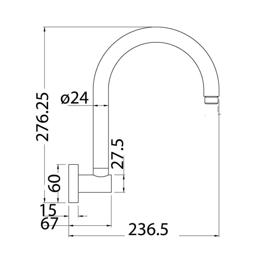 Round Curved Shower Arm Chrome