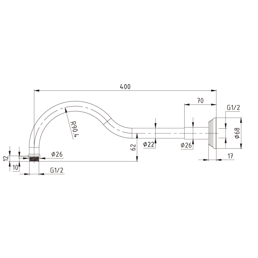 Clasico Shower Arm Chrome