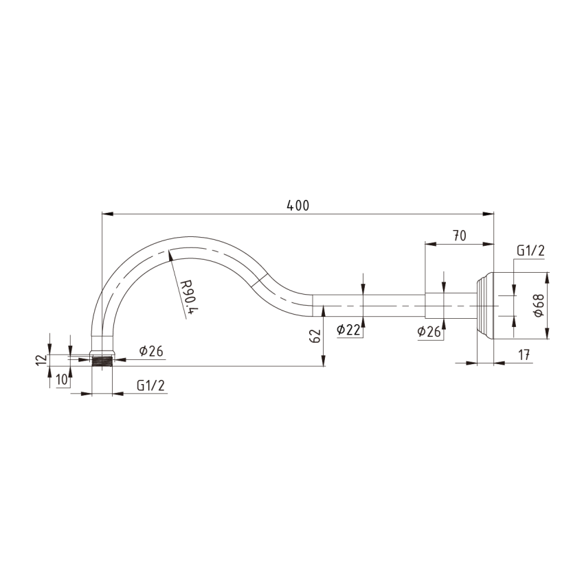 Clasico Shower Arm In Brushed Nickel