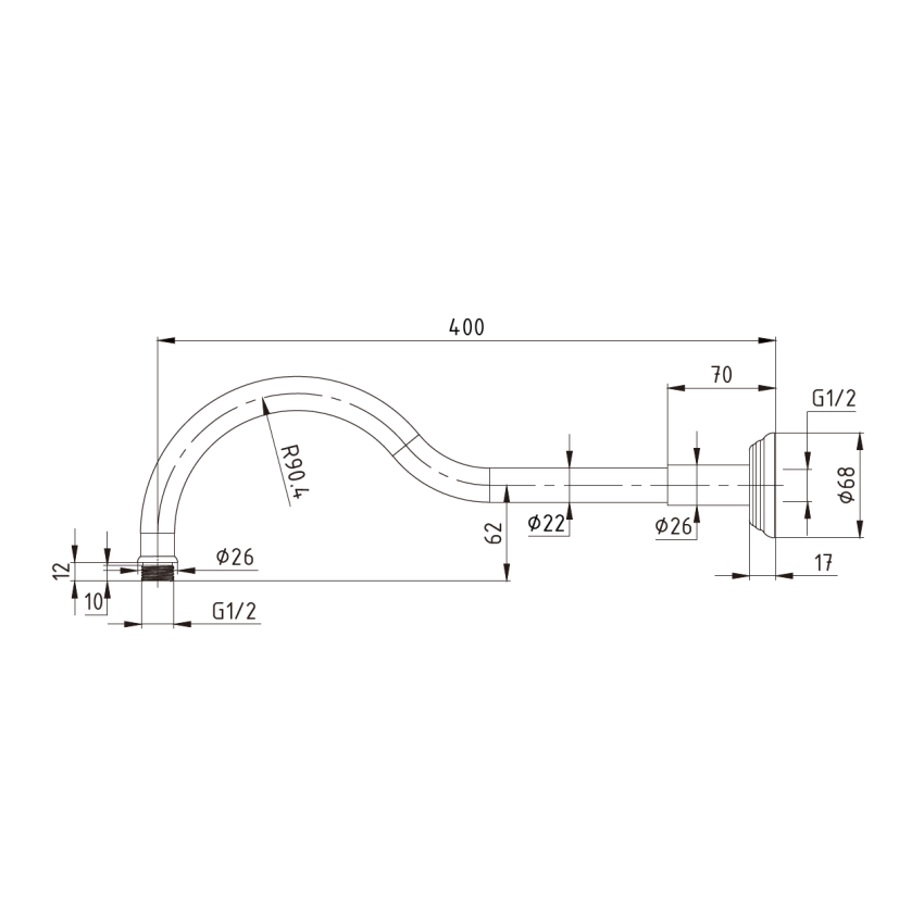 Clasico Shower Arm in Matt Black