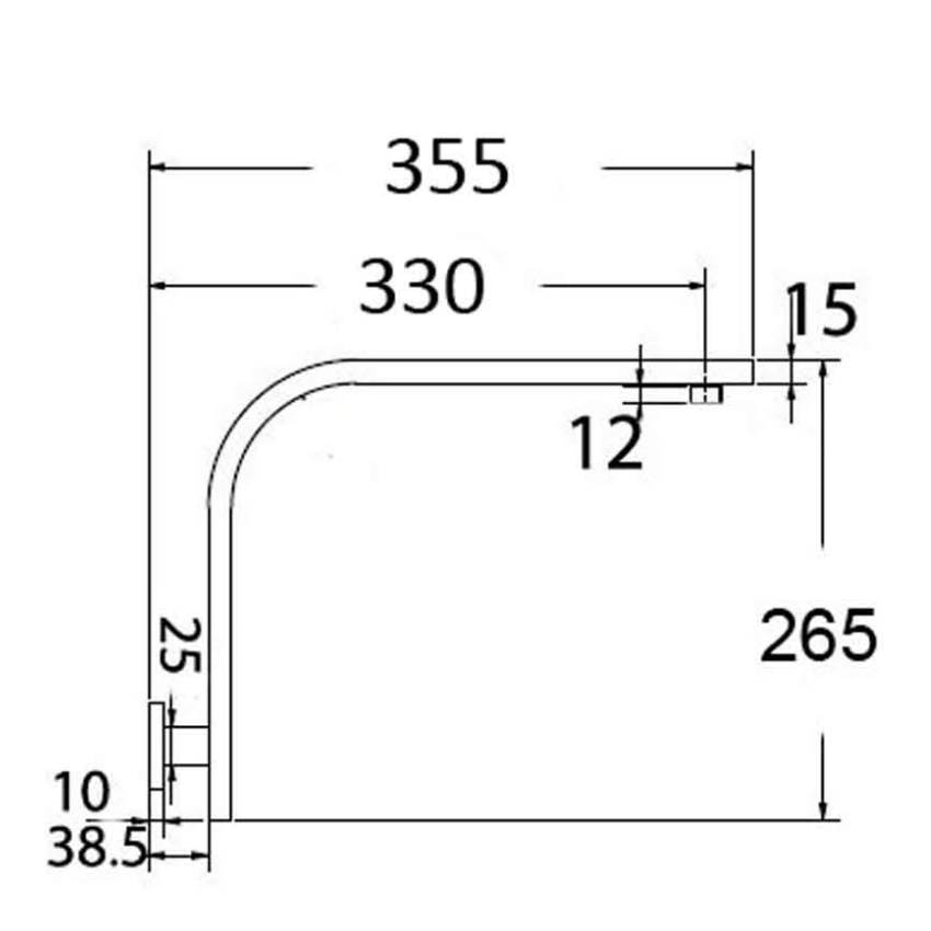 Rectangle Curved Shower Arm Matt Black
