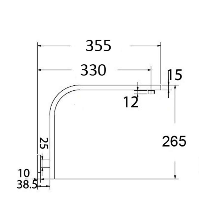 Rectangle Curved Shower Arm Chrome