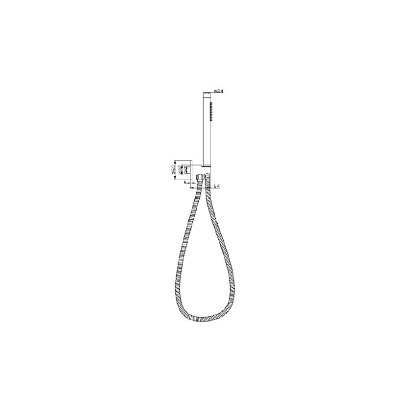 Tube Hand Shower On Wall Outlet Bracket Matt Black