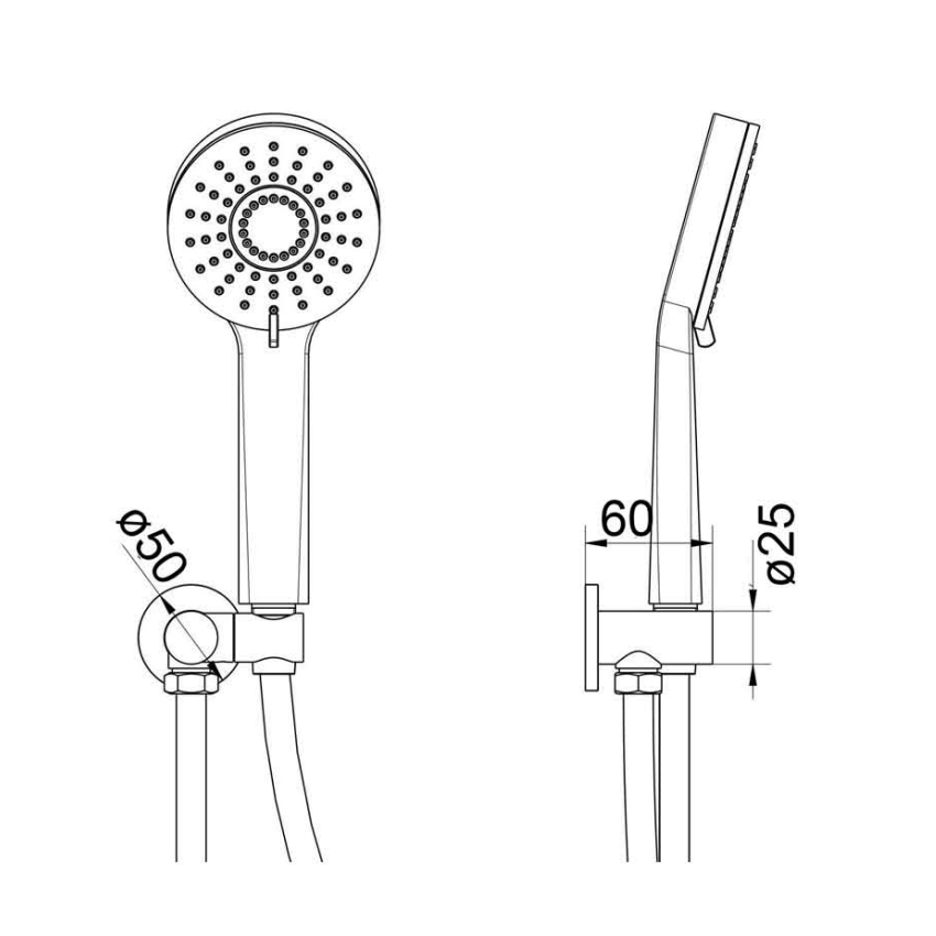 Maya Round Brass Hand Shower On Wall Bracket Chrome
