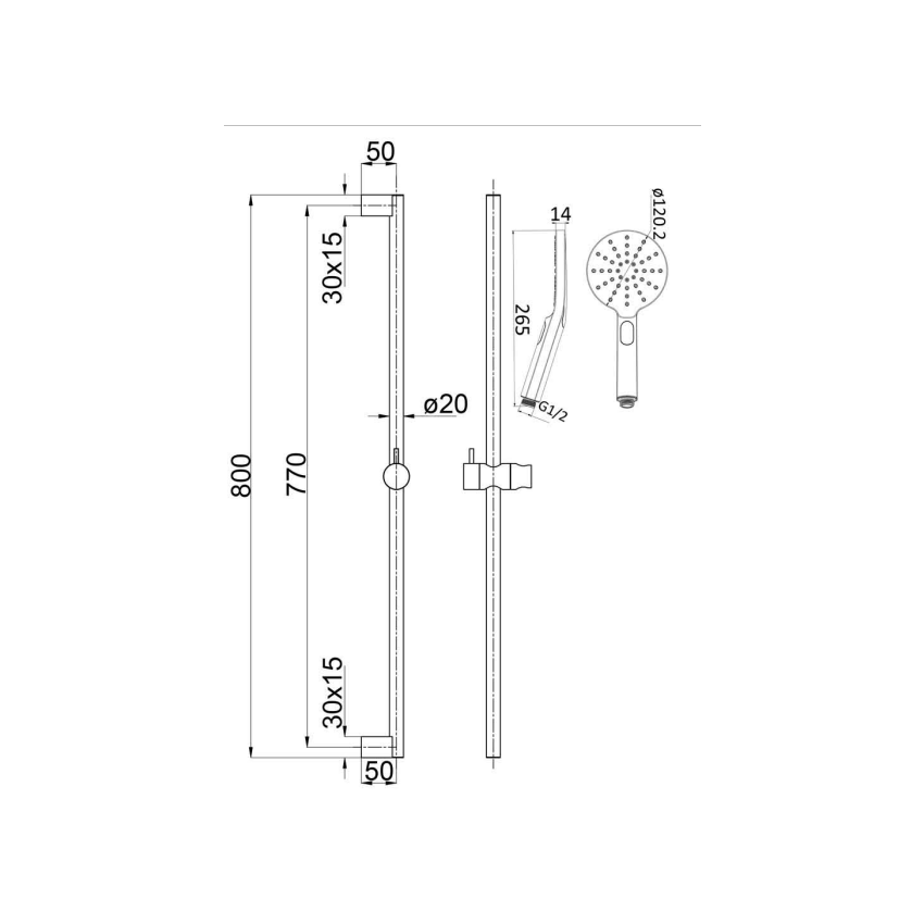 Cora Round Sliding Shower Set Matt Black