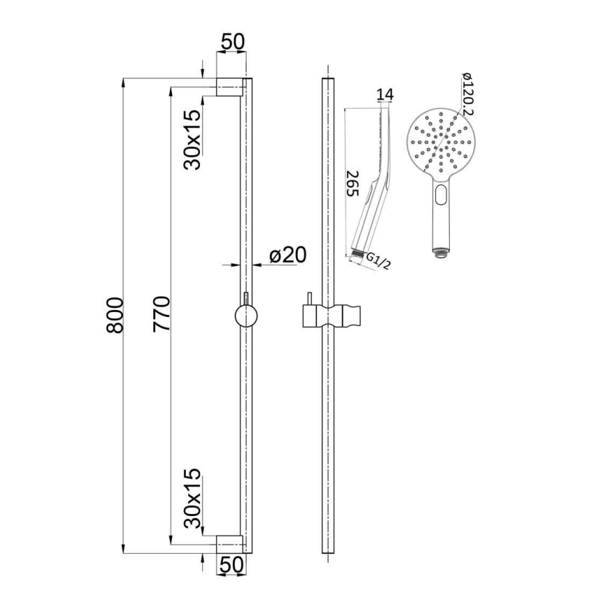Cora Round Sliding Shower Set Brushed Nickel