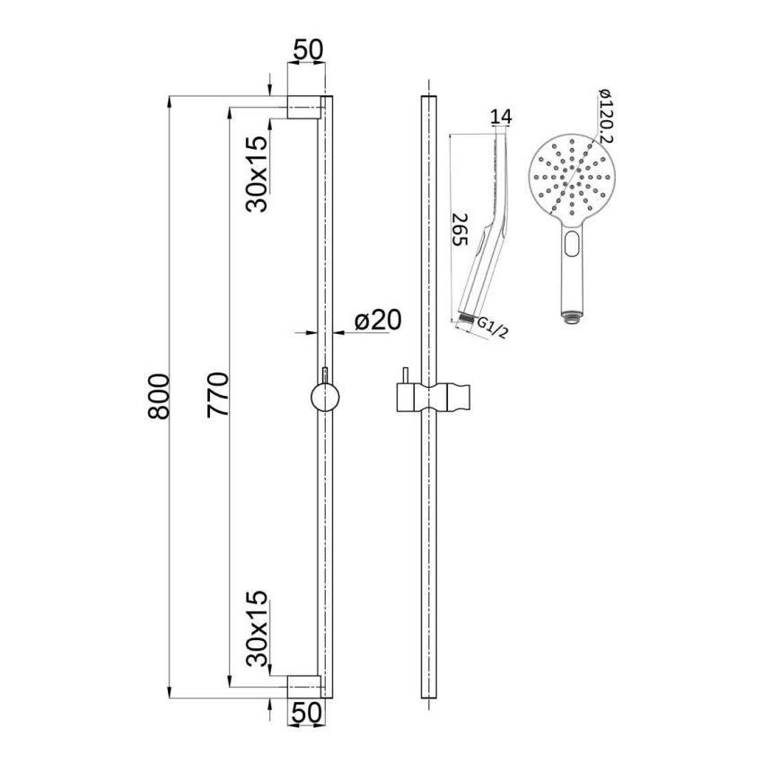 Cora Round Sliding Shower Set Chrome