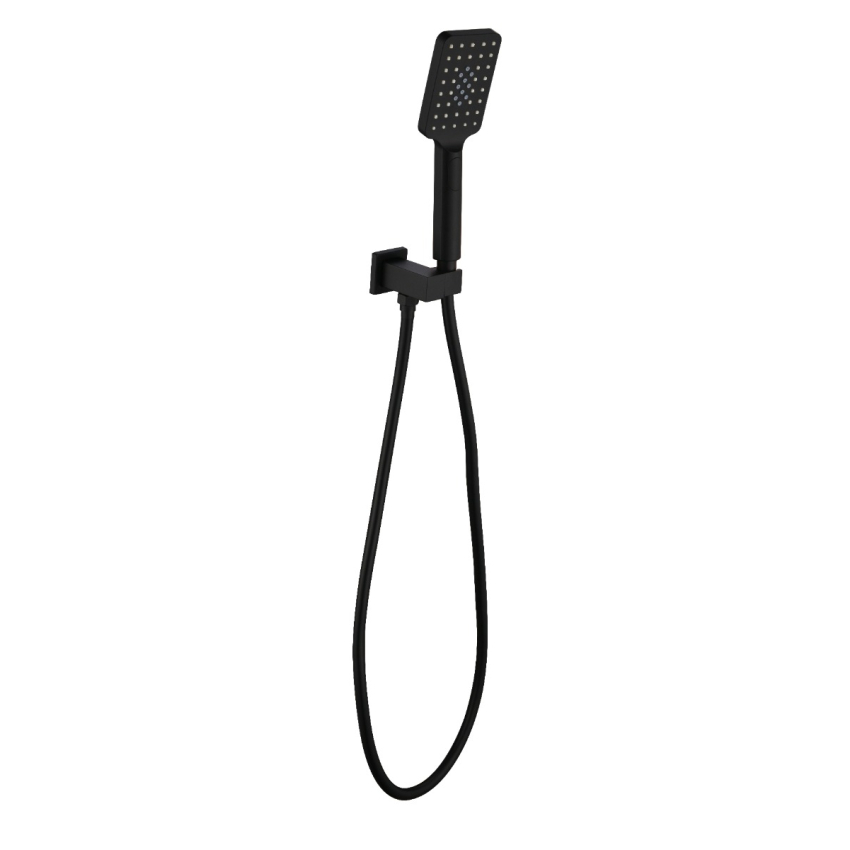 Eden Square Hand Shower On Wall Outlet Bracket Matt Black