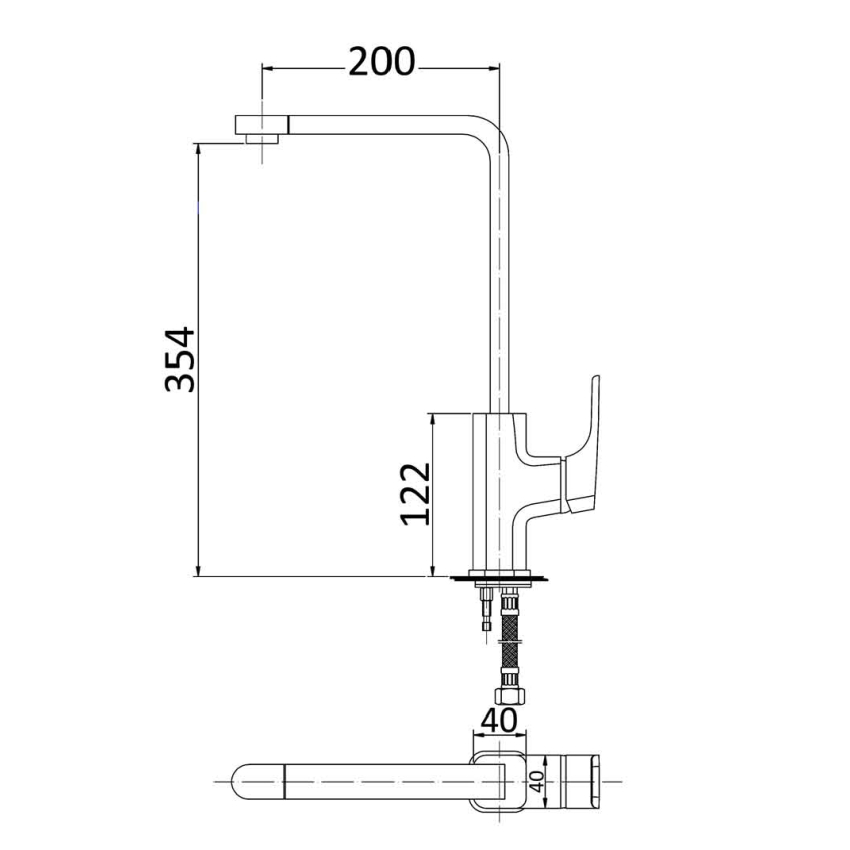 Eden Round Cornered Rectangle Handle Sink Mixer Brushed Nickel