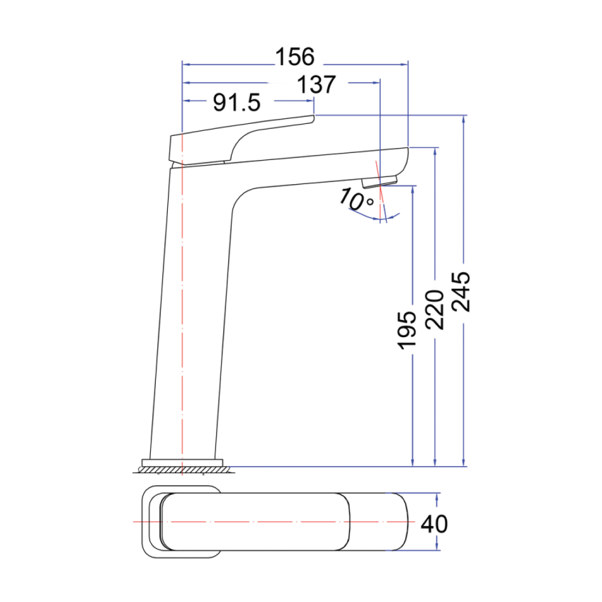Eden High Rise Basin Mixer Matt Black