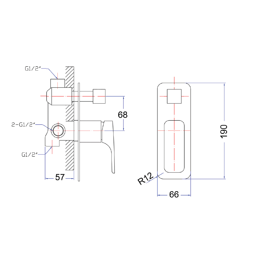 Eden Wall Mixer with Diverter Matt Black
