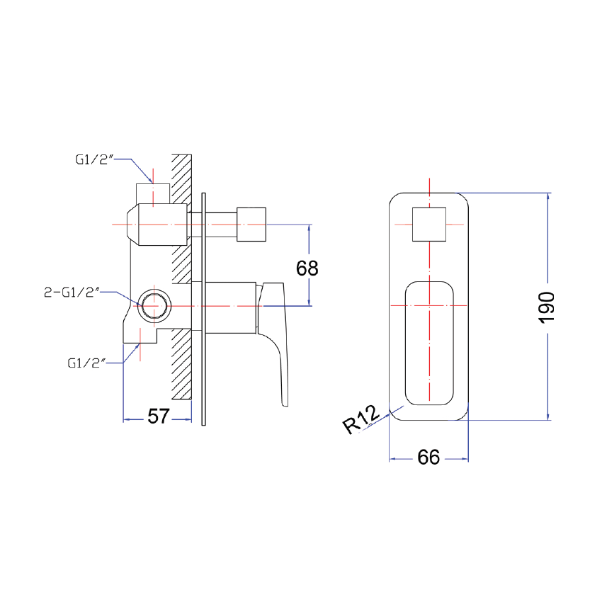 Eden Wall Mixer with Diverter Chrome