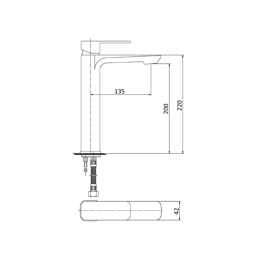 Nova High Rise Basin Mixer Brushed Nickel 
