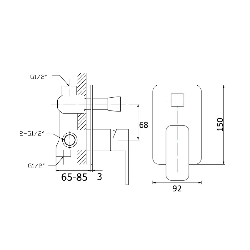 Nova Wall Mixer with Diverter Chrome