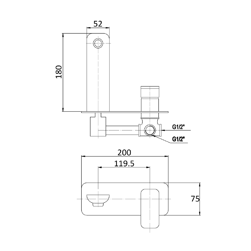 Nova Wall Basin Mixer Matt Black 