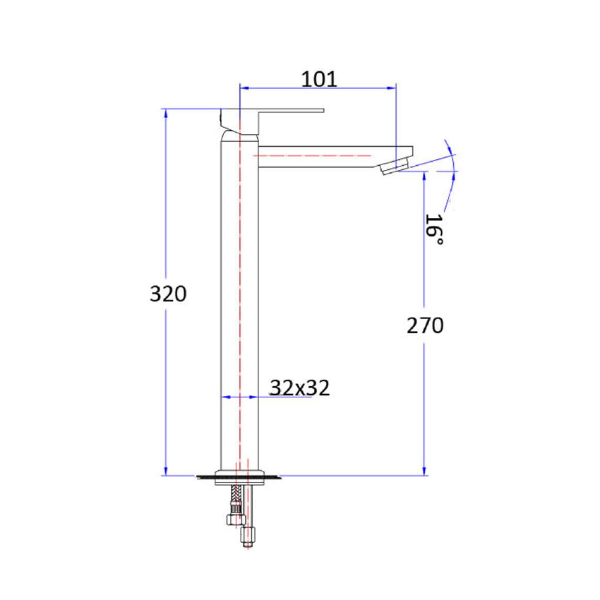 Rosa Slim High Rise Basin Mixer Chrome