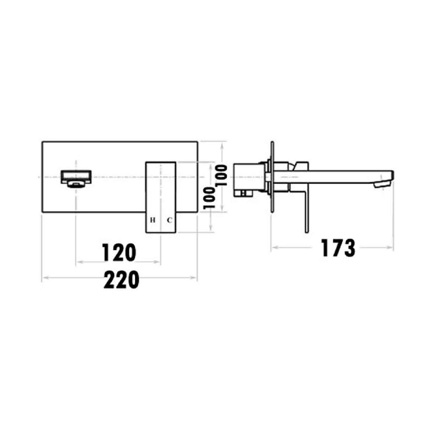 Rosa Wall Basin Mixer Matt Black