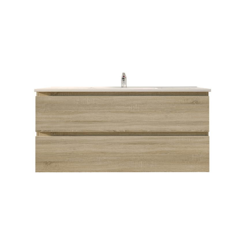 1200mm White Oak MDF Bathroom Vanity 2 Drawers Wall Hung Cabinet Only 