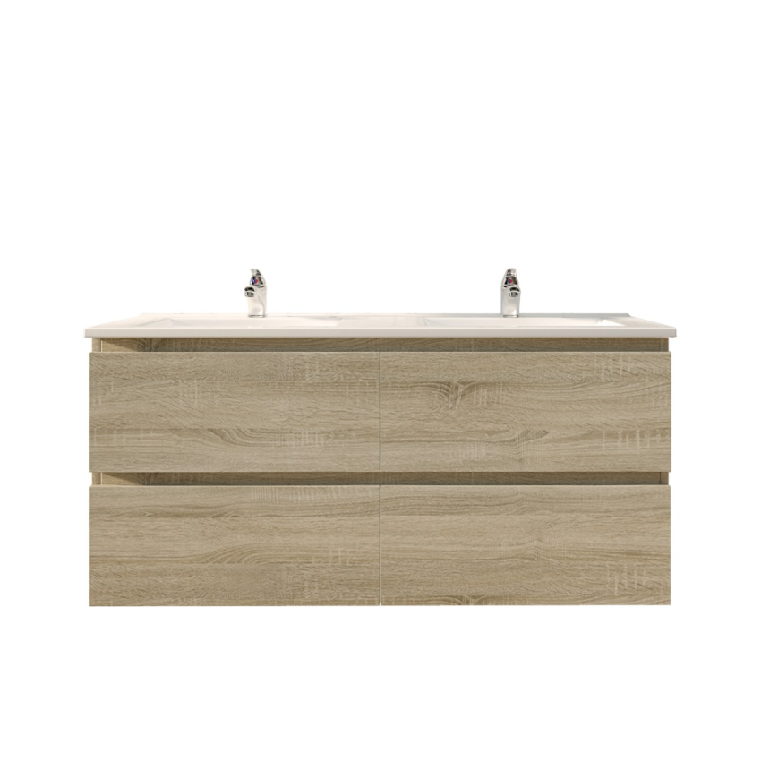 1200mm White Oak MDF Bathroom Vanity 4 Drawers Wall Hung Cabinet Only 