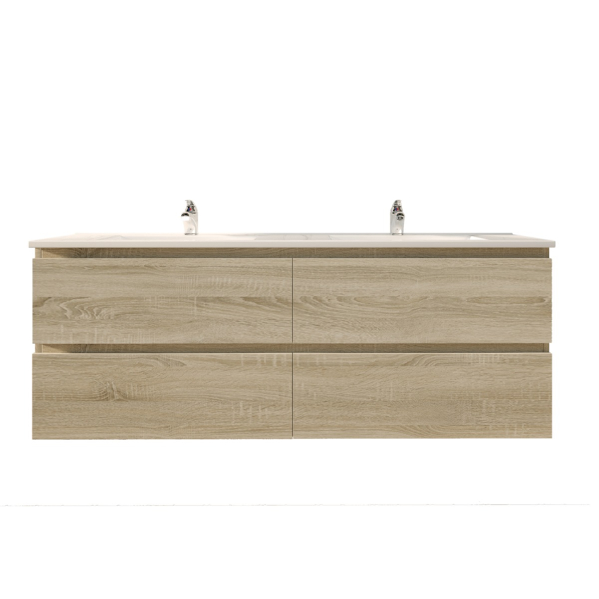 1500mm White Oak MDF Bathroom Vanity 4 Drawers Wall Hung Cabinet Only 