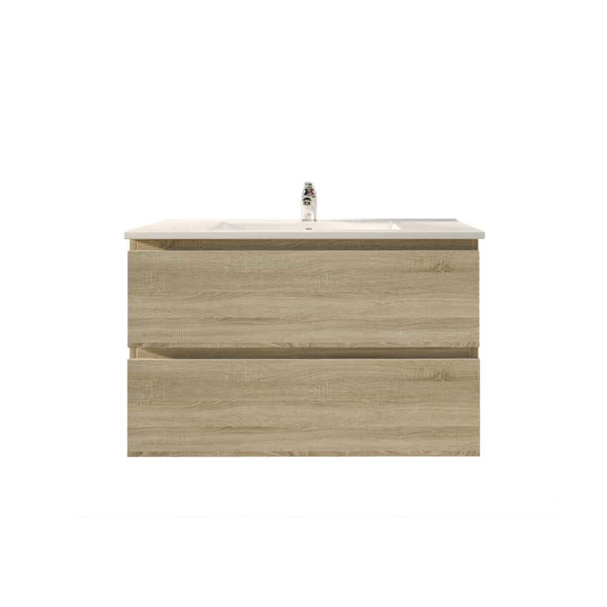900mm White Oak MDF Bathroom Vanity 2 Drawers Wall Hung Cabinet Only 