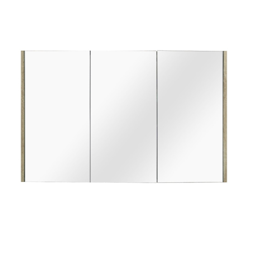 1200mm Pencil Mirror White Oak MDF 3 Doors Shaving Cabinet
