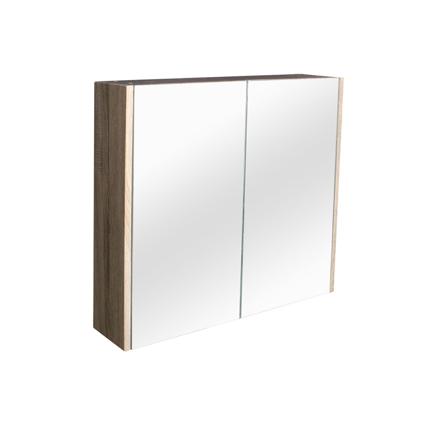750mm Pencil Mirror White Oak MDF 2 Doors Shaving Cabinet