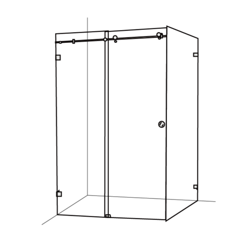 10mm Corner Frameless Shower Screens, L Shape, Sliding Door