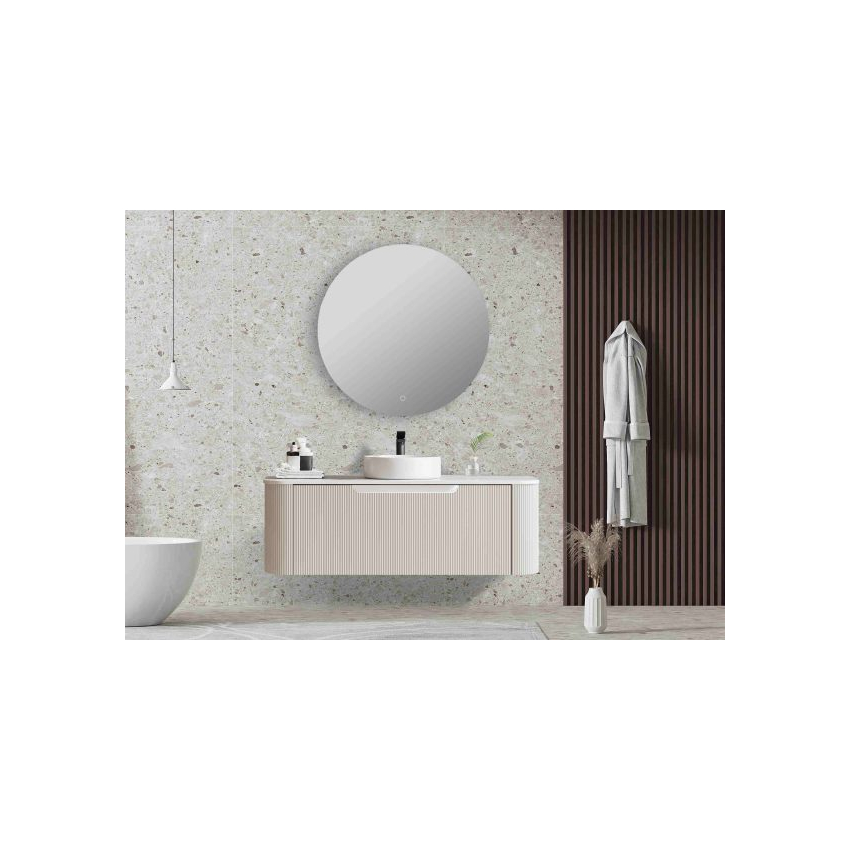 1200*460*400mm Matt White Round Edge Grooved Wall Hung Vanity Cabinet Only Soft Closed Single Drawer