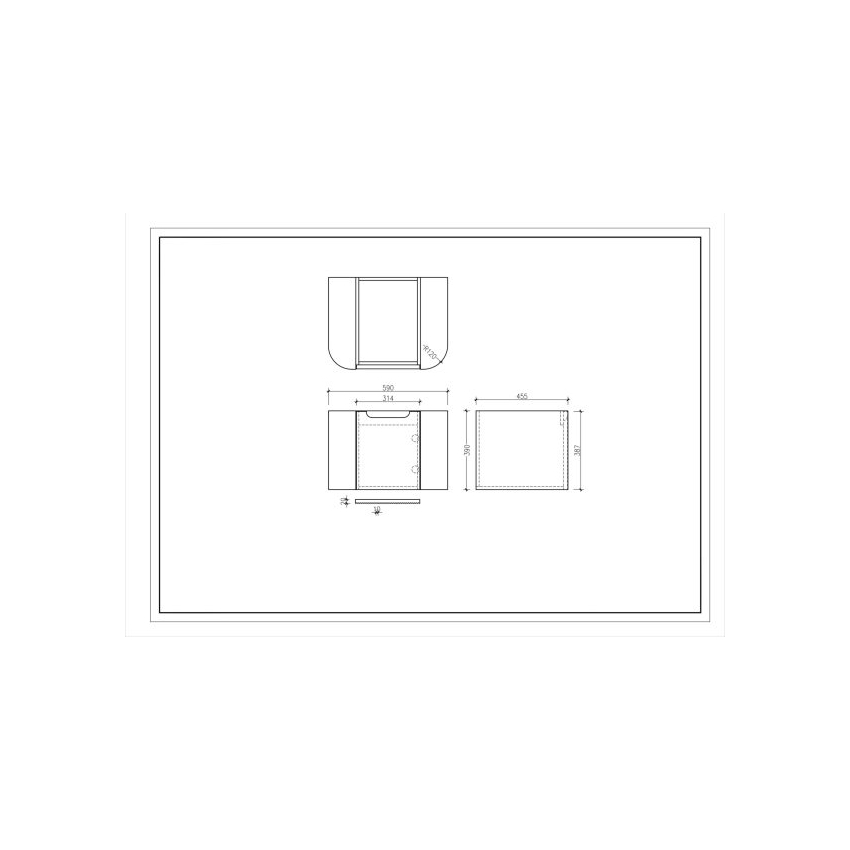 600*460*400mm Matt Black Round Edge Grooved Wall Hung Vanity Cabinet Only Soft Closed Single Drawer