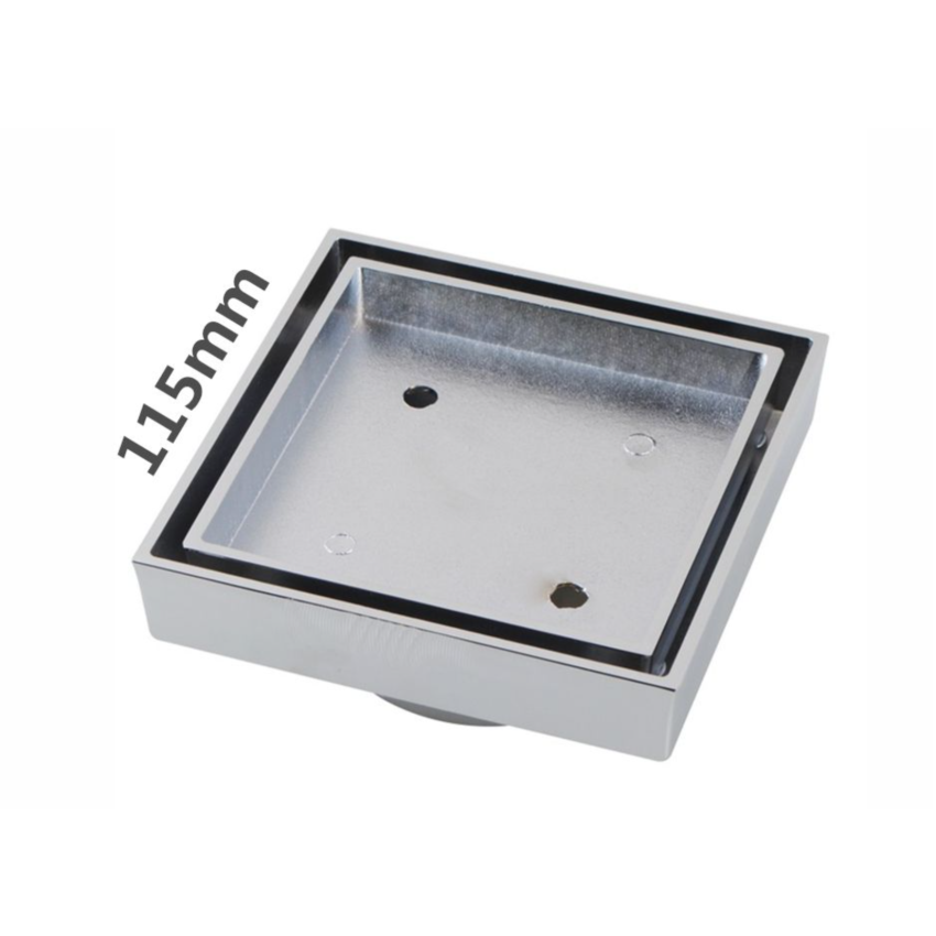 Nana 115x115mm Brass Chrome Smart Tile Insert Floor Waste Shower Grate Drain