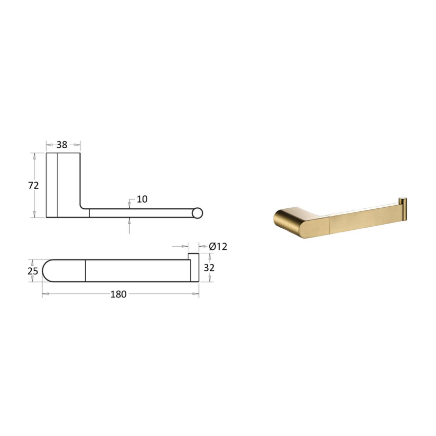 Flores Toilet Roll Holder Brushed Gold