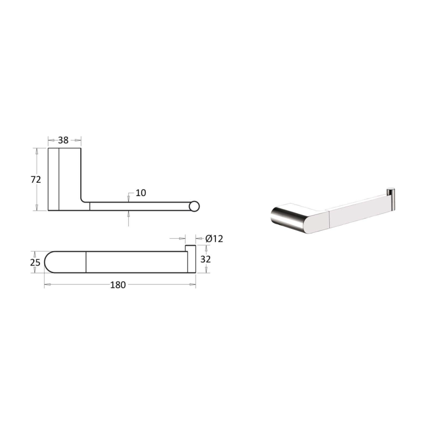 180mm Chrome Flores Toilet Roll Holder Brass