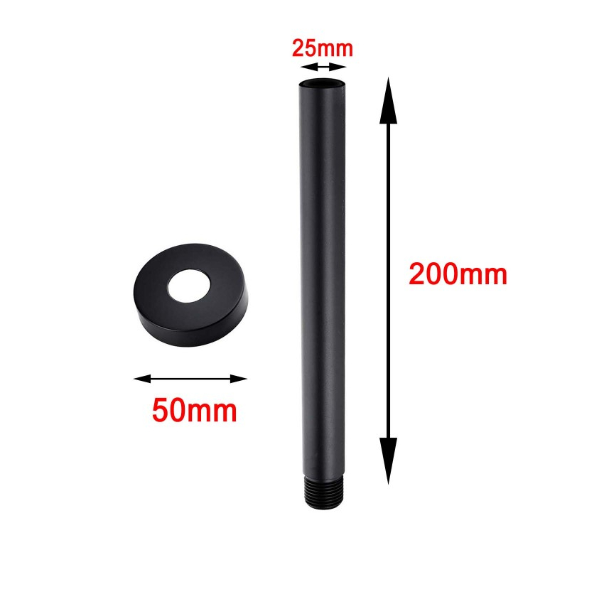 Pentro Matte Black Round Ceiling Shower Arm 200mm
