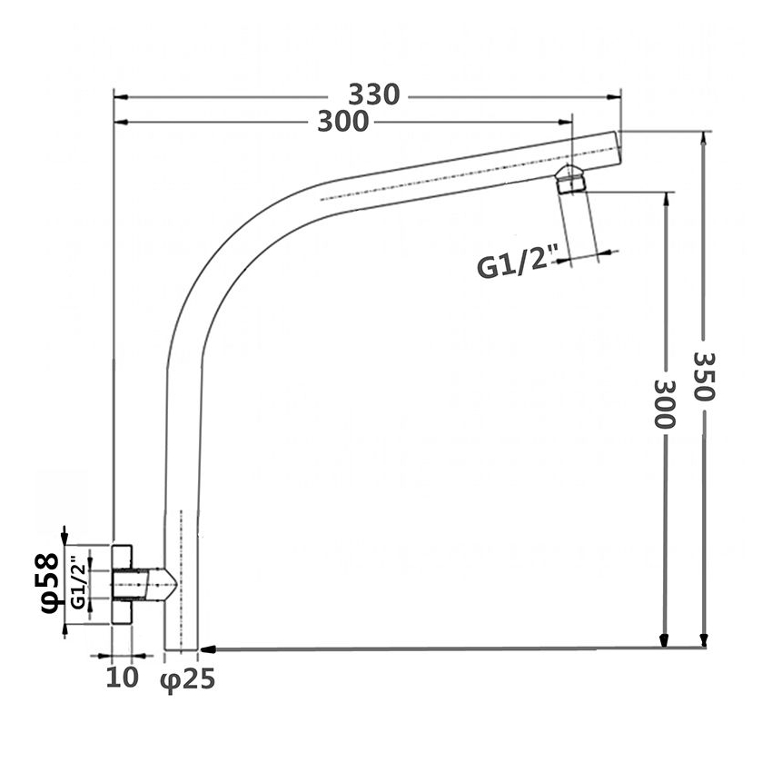 Pentro Gun Metal Grey Wall Mounted Shower Arm