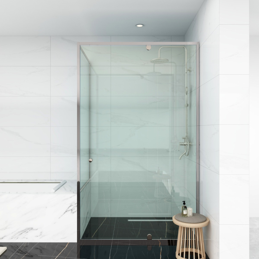 6mm Corner Semi Framed Shower Screens, L Shape, Pivot Door