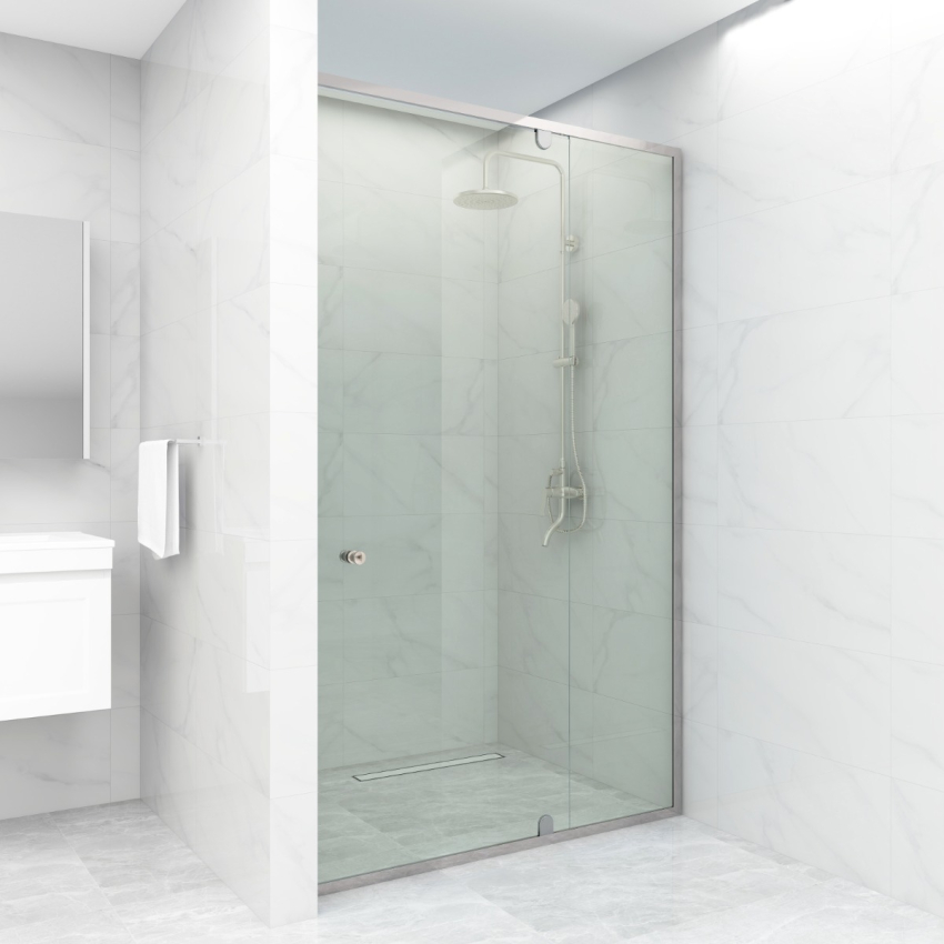 6mm Wall to Wall Semi Framed Shower Screens, 2 Panel, Pivot Door