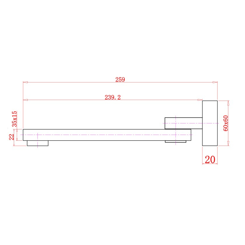 Cavallo Brushed Nickel Square Bath Spout