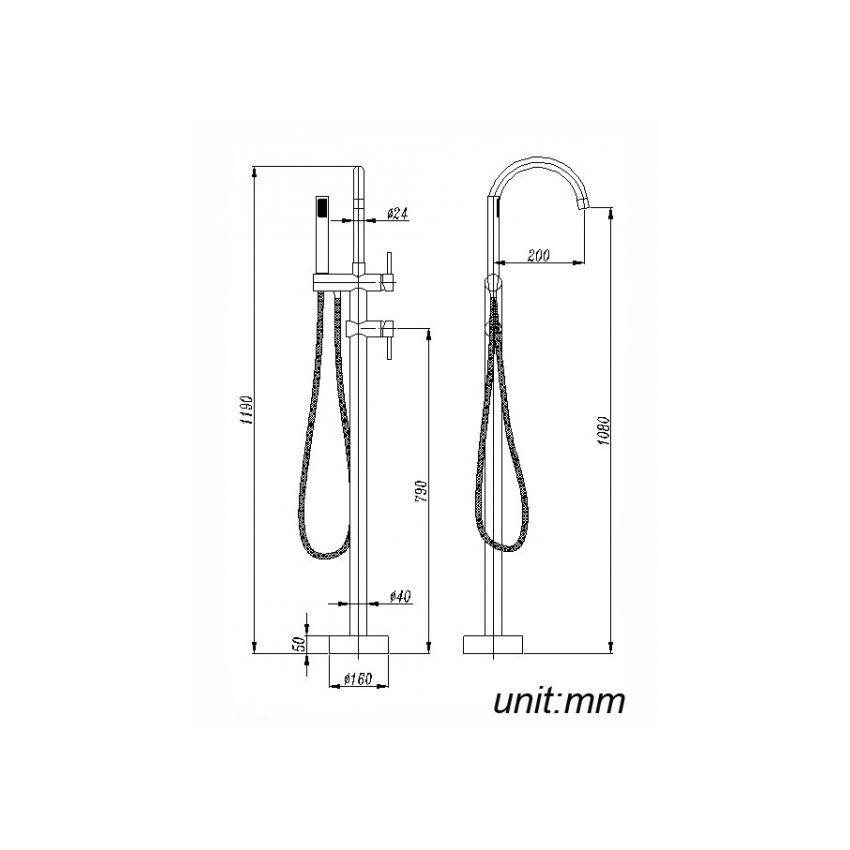 Pentro Brushed Nickel Free Standing Spout & Shower