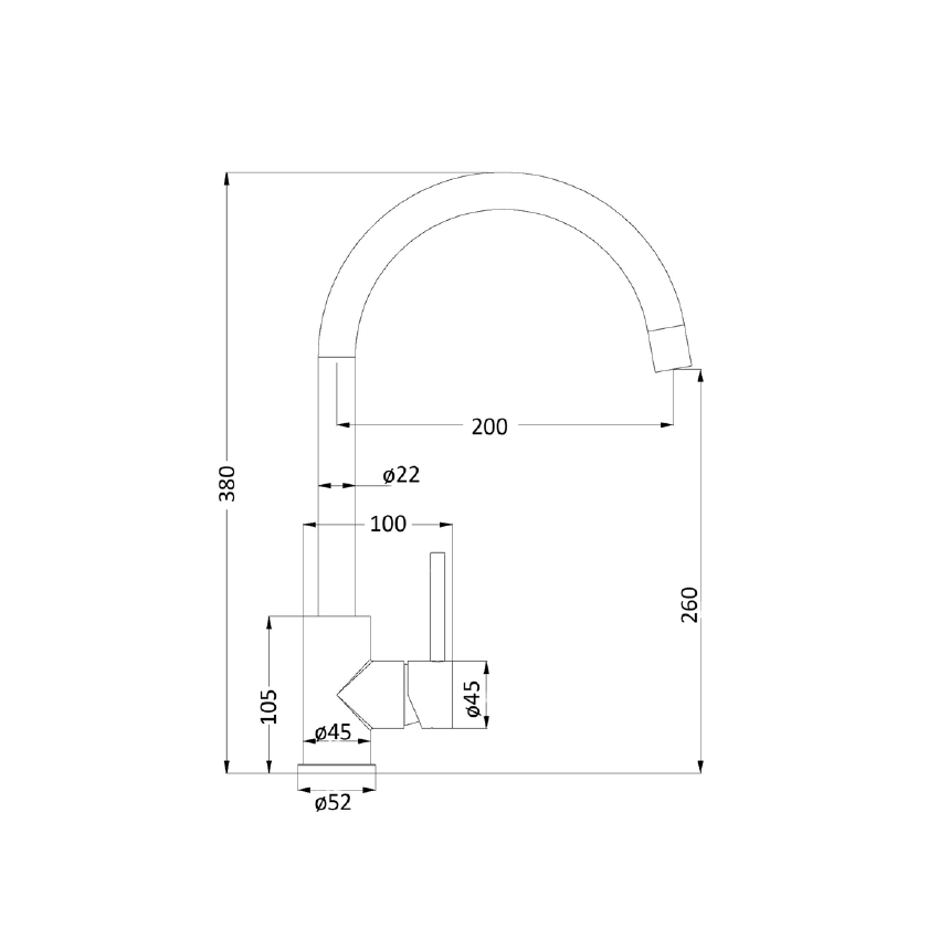 Otus SS304 Goose Neck Sink Mixer 304 Stainless Steel