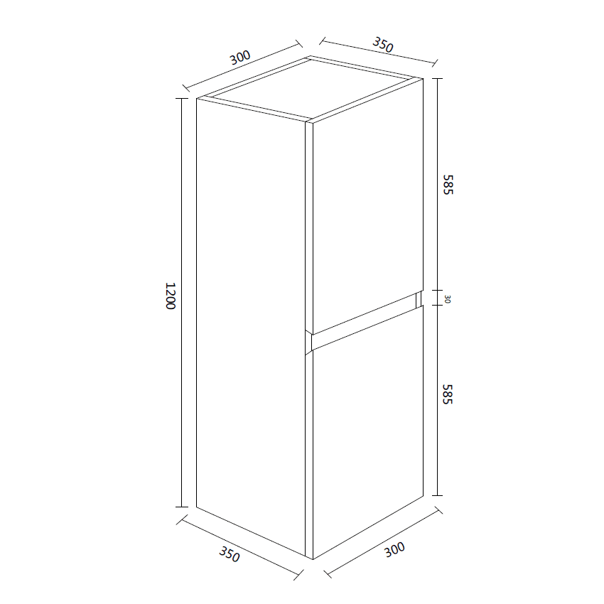 1200*300*350mm Rock Cemento Tall Boy Two Doors