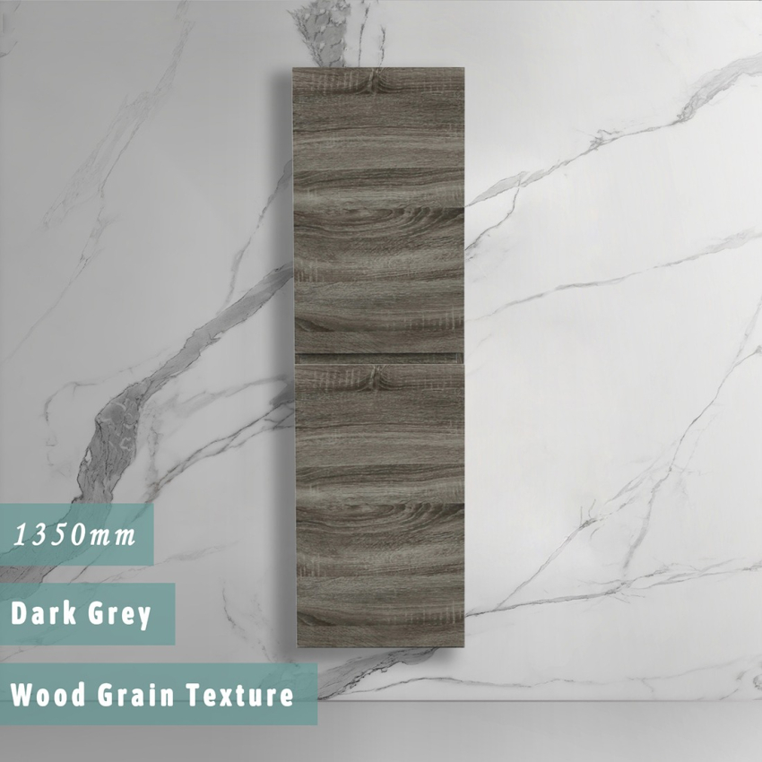 1350mm Dark Grey MDF Cabinet Bathroom Vanity 2 Doors Tall Boy