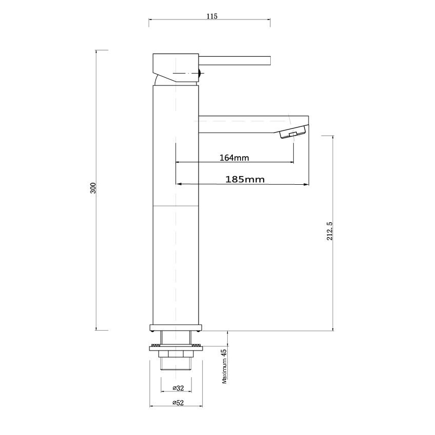 Pentro Brushed Nickel Round Tall Basin Mixer