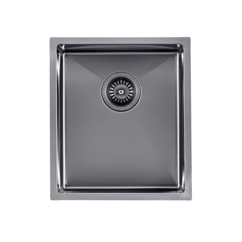 304 Stainless Steel Gun Metal Grey PVD Coating Single Bowl Kitchen Sink(Round Edges,with Bottom Tray)390*450*215mm