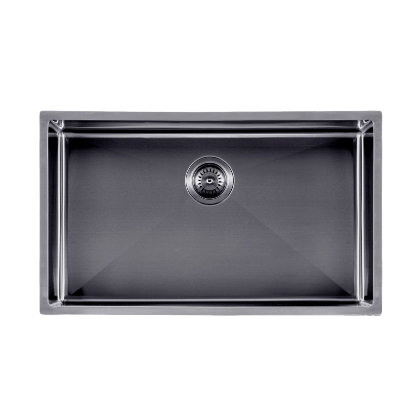 304 Stainless Steel Gun Metal Grey PVD Coating Single Bowl Kitchen Sink(Round Edges,with Bottom Tray)762*457*254mm