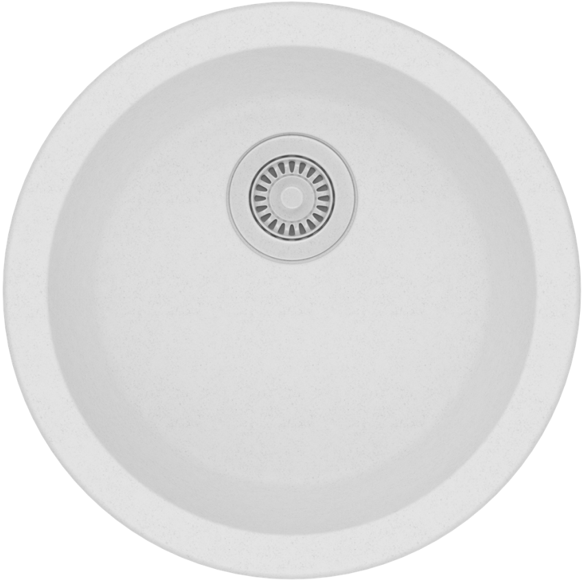 White Granite Quartz Stone Kitchen/Laundry Sink Round Single Bowl Top/Under Mount 460mm